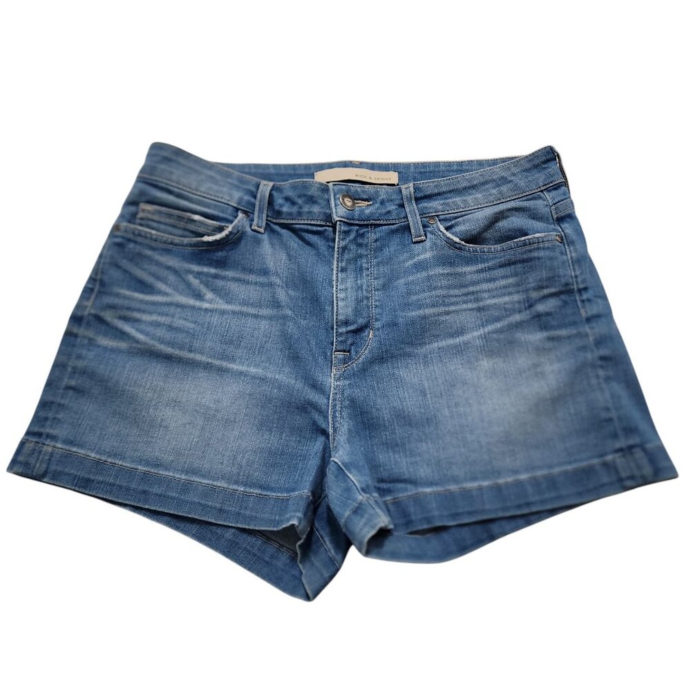Rich & Skinny Women's Denim Shorts Size 29 Light Wash USA Made Stretch Cotton